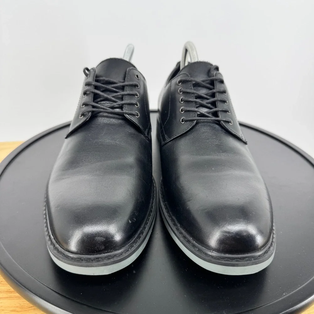 NWT Public Opinion Mens Black Leather Derby Shoes 95952758 Size 10.5M‎